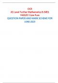 OCR AS Level Further Mathematics B (MEI) Y420/01 Core Pure QUESTION PAPER AND MARK SCHEME FOR JUNE 2023 