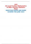 OCR AS Level Further Mathematics B (MEI) Y422/01 Statistics Major QUESTION PAPER AND MARK SCHEME FOR JUNE 2023 