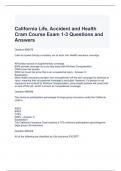 California Life, Accident and Health Cram Course Exam 1-3 Questions and Answers 2024