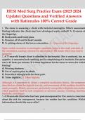 HESI Med Surg Practice Exam (2023/2024 Update) Questions and Verified Answers with Rationales 100% Correct. A+ GUARANTEED 