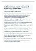 California Life & Health Insurance 1 - General Insurance Exam 2024