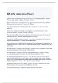 CA Life Insurance Exam with Verified Answers 2024