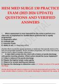HESI MED SURGE 130 PRACTICE EXAM (2023 2024 UPDATE) QUESTIONS AND VERIFIED ANSWERS 