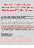 Med Surg HESI Med Surg 50 Practice Exam (2023/2024 Update) Questions and Verified Answers.