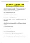 Med Surgical Certification Exam  Questions and CORRECT Answers