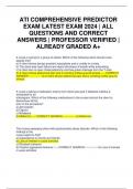 ATI COMPREHENSIVE PREDICTOR EXAM LATEST EXAM 2024 | ALL QUESTIONS AND CORRECT ANSWERS | PROFESSOR VERIFIED | ALREADY GRADED A+