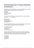 Pharmacology Exam 1 Practice Questions And Answers