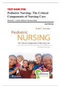 Test Bank Davis Advantage for Pediatric Nursing The Critical Components of Nursing Care 2nd Edition by Kathryn Rudd 9780803666535 Chapter 1-22 | Complete Guide A+