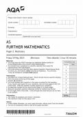 2023 AQA AS FURTHER MATHEMATICS QUESTION PAPER 2 &lbrack;7366&sol;2M&colon; Mechanics&rsqb;