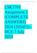 LSK3701 Assignment 2 (COMPLETE ANSWERS) 2024 (203452) - DUE 7 July 2024