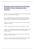 Semester One Final Exam Study Guide- IB Global Politics Questiuons And Answers