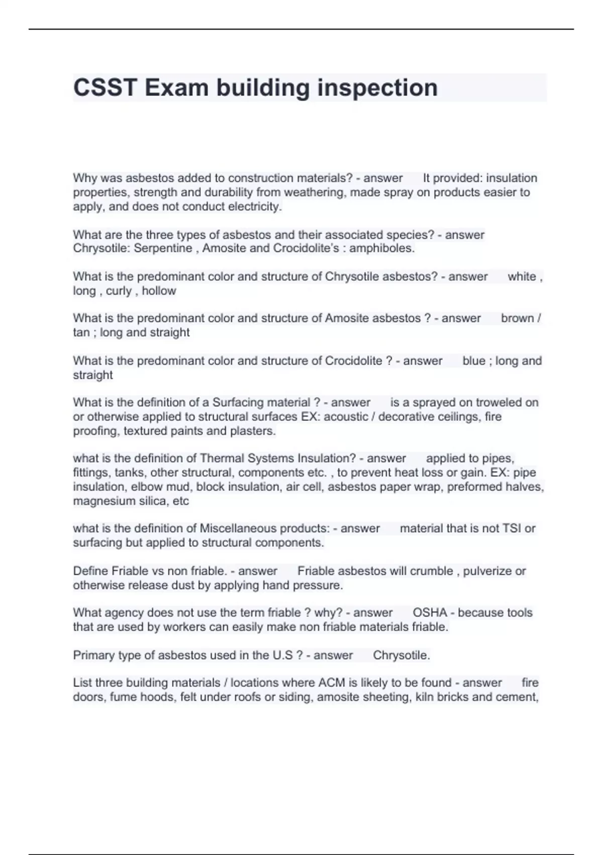 CSST Exam building inspection Questions and Answers 100% correct - Csst ...