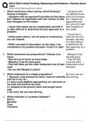 WGU D265 Critical Thinking&colon; Reasoning and Evidence - Practice Assessment