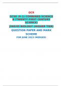 OCR  GCSE (9–1) COMBINED SCIENCE B (TWENTY FIRST CENTURY SCIENCE)  J260/05 BIOLOGY (HIGHER TIER) QUESTION PAPER AND MARK SCHEME FOR JUNE 2023 (MERGED) 