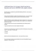 AYPO Real Estate Law of Agency Final Exam Review Questions and Answers 2024&sol;2025 with complete solutions
