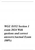 WGU D352 Section 1 exam 2024 With qustions and correct answers&lpar;Aactual Exam 100&percnt;&rpar;