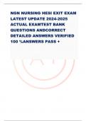 NGN NURSING HESI EXIT EXAM LATEST UPDATE 2024-2025 ACTUAL EXAMTEST BANK QUESTIONS ANDCORRECT DETAILED ANSWERS VERIFIED 100 &percnt;ANSWERS PASS &plus;