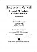Solution Manual for Research Methods For Business Students 8th Edition Mark Saunders, Philip Lewis