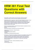 HRM 361 Final Test Questions with Correct Answers 