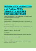 Defense Basic Preservation and Packing 100%  VERIFIED ANSWERS  2024/2025 CORRECT