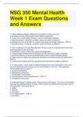 NSG 350 Mental Health Week 1 Exam Questions and Answers