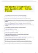 NSG 350 Mental Health Week 5 Exam Questions with Correct Answers