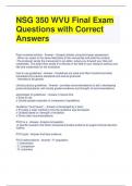 NSG 350 WVU Final Exam Questions with Correct Answers
