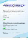 ISC2 Cybersecurity Certification Practice Exam Questions and Verified Answers| 100% Correct| Grade A (Latest 2024/ 2025)