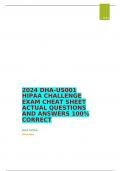 2024 DHA-US001 HIPAA CHALLENGE EXAM CHEAT SHEET ACTUAL QUESTIONS AND ANSWERS 100% CORRECT