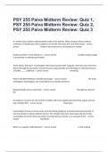 PSY 255 Paiva Midterm Review: Quiz 1, PSY 255 Paiva Midterm Review: Quiz 2, PSY 255 Paiva Midterm Review: Quiz 3 Complete Questions And All Correct AnswersA+ Rated.