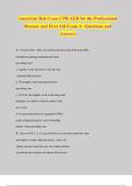 American Red Cross CPR&sol;AED for the Professional Rescuer and First Aid Exam A- Questions and Answers