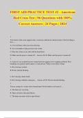 FIRST AID PRACTICE TEST &num;2 - American Red Cross Test &vert; 96 Questions with 100&percnt; Correct Answers &vert; 24 Pages &vert; 2024