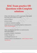 RAC Exam practice 150 Questions with Complete solutions 2024 