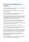 Business Research Methods&lowbar; quiz questions