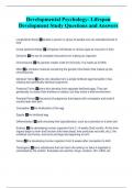 Developmental Psychology- Lifespan Development Study Questions and Answers