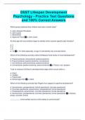 DSST Lifespan Development Psychology - Practice Test Questions and 100&percnt; Correct Answers