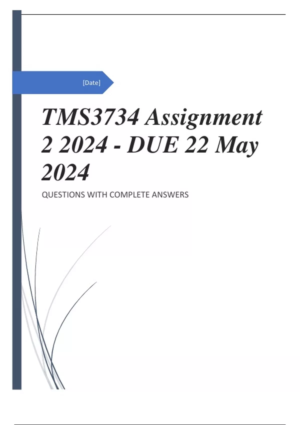 TMS3734 Assignment 2 2024 - DUE 22 May 2024 - TMS3734 (TMS3734) - Stuvia SA