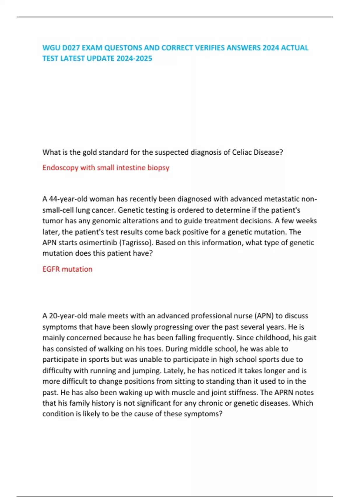 WGU D027 EXAM QUESTONS AND CORRECT VERIFIES ANSWERS 2024 ACTUAL TEST ...