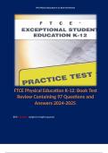 FTCE Physical Education K-12: Book Test Review Containing 97 Questions and Answers 2024-2025. 