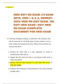 HESI Exit RN Exam 15 Exam Sets 2500 Q&A Newest 2024 HESI RN Exit Exam &period;VERIFIED