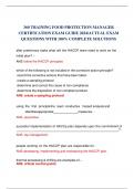 360 TRAINING FOOD PROTECTION MANAGER CERTIFICATION EXAM GUIDE 2024&sol;ACTUAL EXAM QUESTIONS WITH 100&percnt; COMPLETE SOLUTIONS