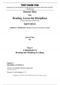 Test Bank For Reading Across the Disciplines College Reading and Beyond, 8th Edition by Kathleen T. McWhorter