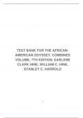 TEST BANK FOR THE AFRICAN AMERICAN ODYSSEY, COMBINED VOLUME, 7TH EDITION, DARLENE CLARK HINE, WILLIAM C. HINE, STANLEY C. HARROLD