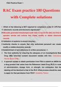 RAC Exam practice 100 Questions with Complete solutions