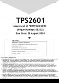 TPS2601 Assignment 50 (PORTFOLIO) 2024 - DISTINCTION GUARANTEED