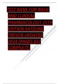 TEST BANK FOR BASIC AND CLINICAL PHARMACOLOGY 15TH EDITION KATZUNG TREVOR 2024 UPDATE PAGES 822 COMPLETE GRADED A+.pdf