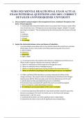 NURS 3525 MENTAL HEALTH FINAL EXAM ACTUAL EXAM WITH REAL QUESTIONS AND 100&percnt; CORRECT DETAILED ANSWERS&vert;KEISER UNIVERSITY