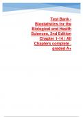 Test Bank For Biostatistics for the Biological and Health Sciences&comma; 2nd Edition Chapter 1-14 All Chapters complete &comma; graded A&plus;&period;pdf