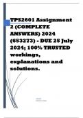 TPS2601 Assignment 2 (COMPLETE ANSWERS) 2024 (653273) - DUE 25 July 2024; 100% TRUSTED workings, explanations and solutions. 