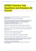 OPSEC Practice Test Questions and Answers All Correct